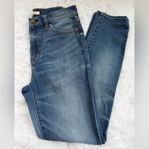 J. Crew Stretch Skinny- Blue Denim Jeans with Brass Button- Size 27